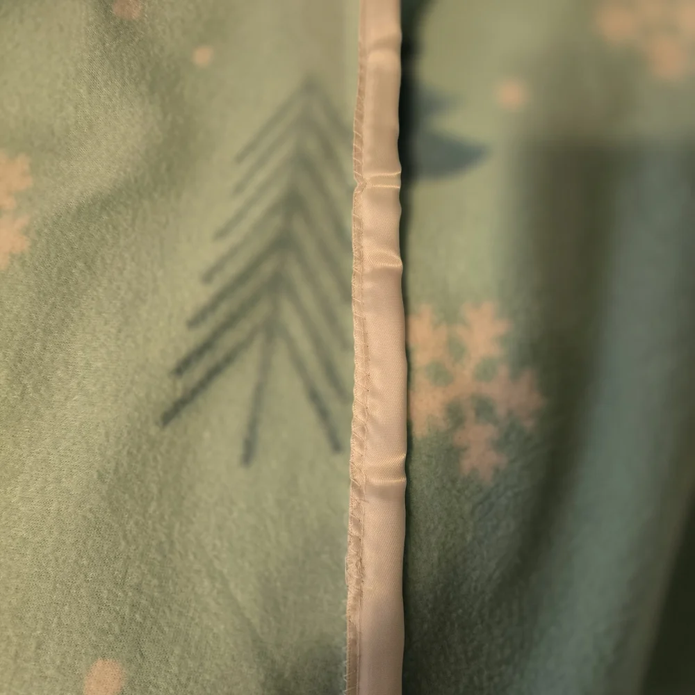 Mint Green Snowflake Fleece Blanket New Handmade 63x49  Inch With Silk Trim